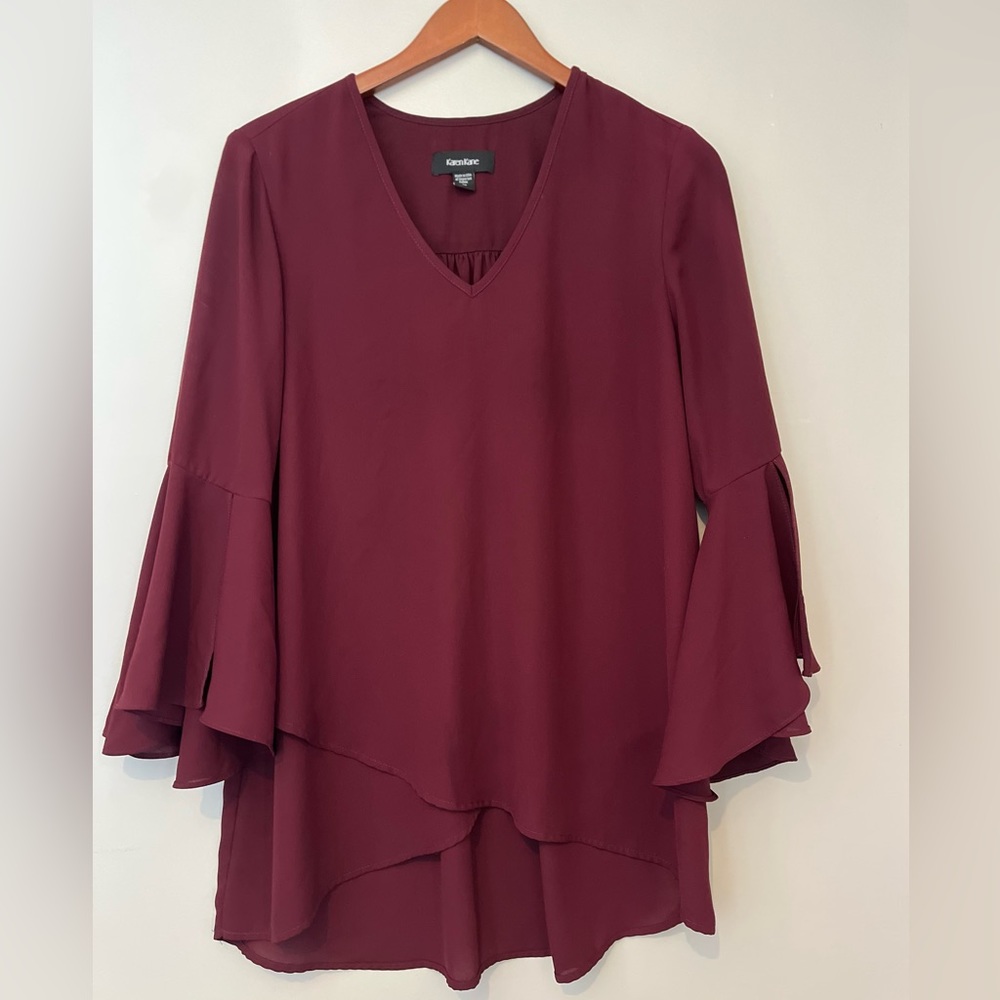Karen Kane Burgundy Dress Blouse - Size Medium 🍷✨